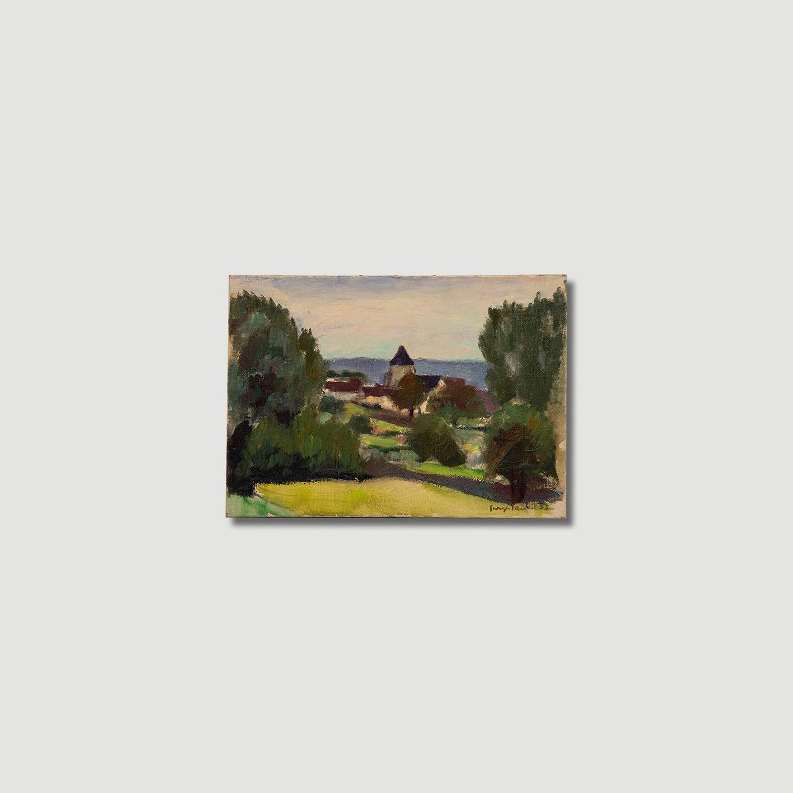 Georges Pacouil (1903 1996) 1955 Oil, Village In The Valley photo buy
