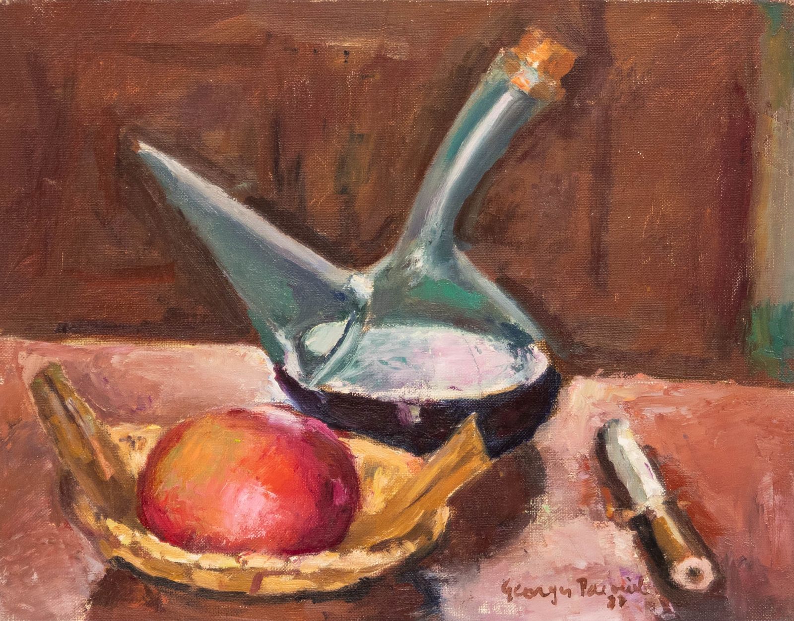 Georges Pacouil (1903 1996) 1947 Oil, Porron Avec Pomme photo furniture