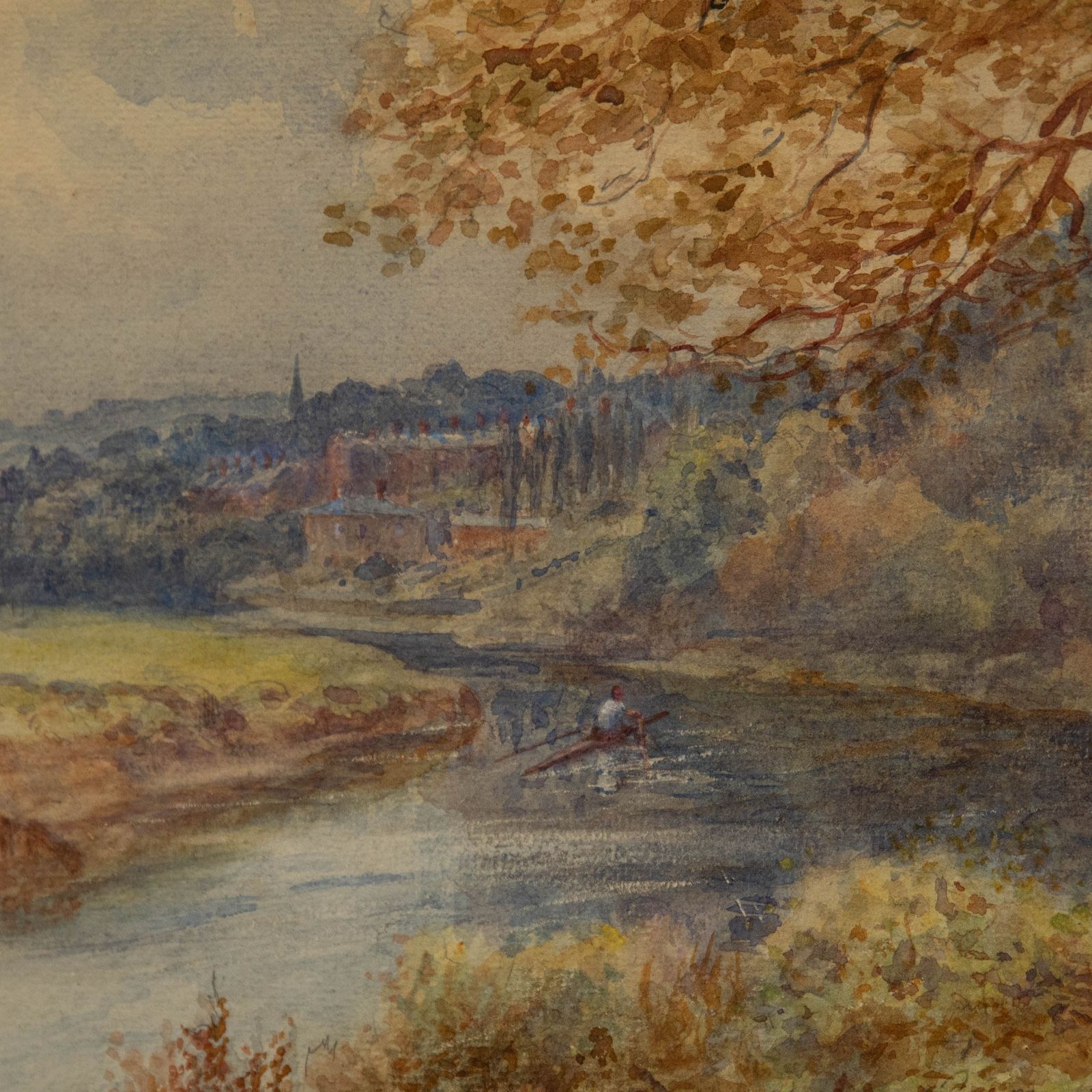 James Brown Framed Early 20th Century Watercolour, Rowing On The River Wear photo Art