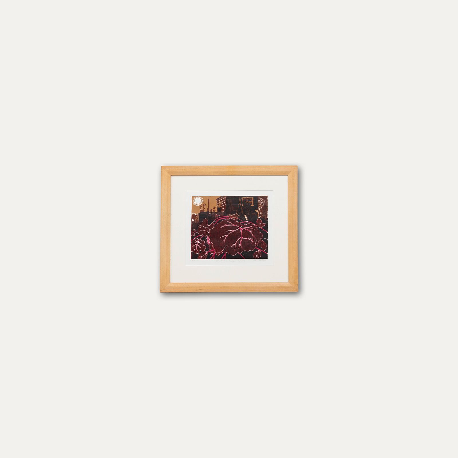 Helen Wakefield Framed Contemporary Linoprint, Stone Bridge  Rhubarb Patch I photo buy
