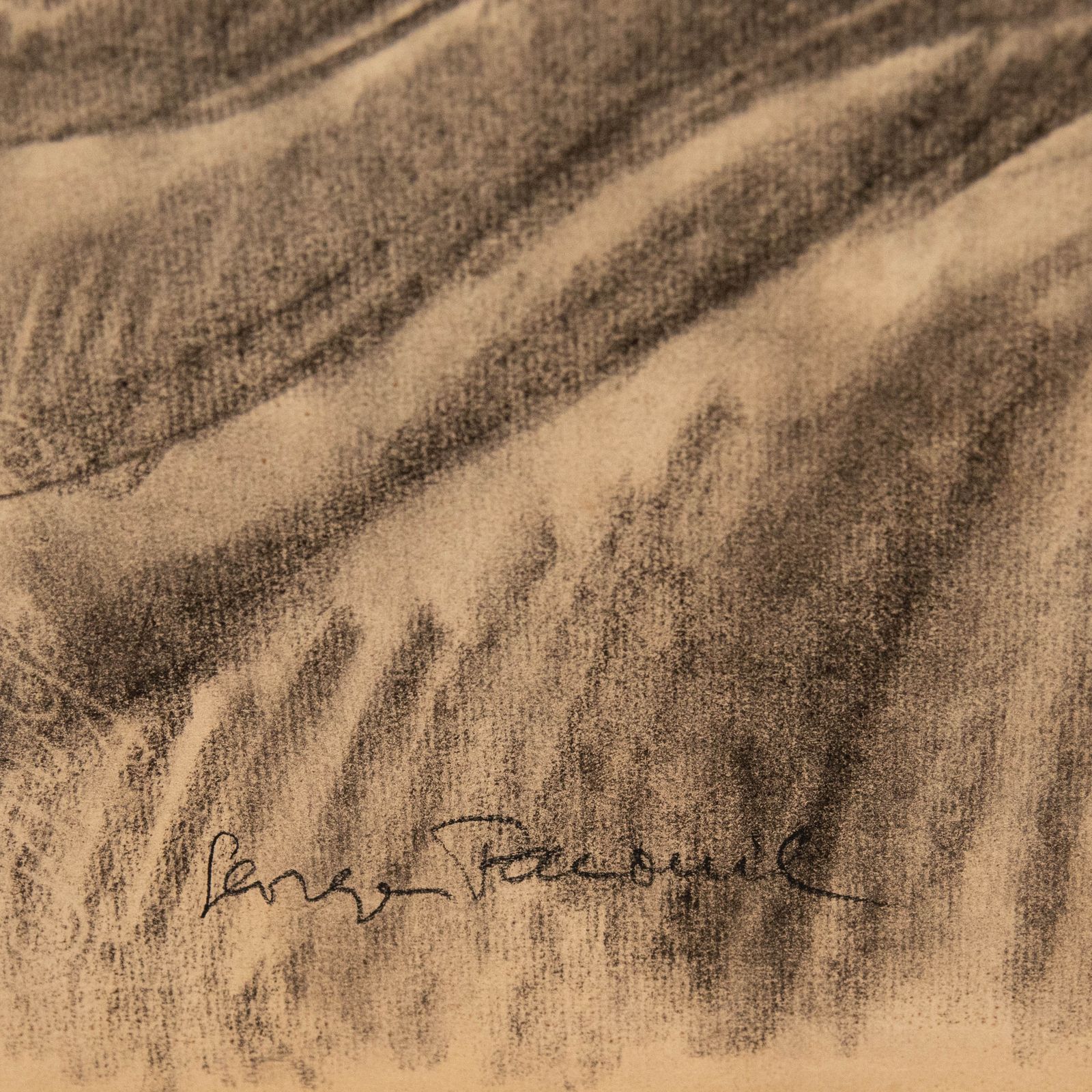Georges Pacouil (1903 1996) Charcoal Drawing, Lady In The Winter Coat photo Art