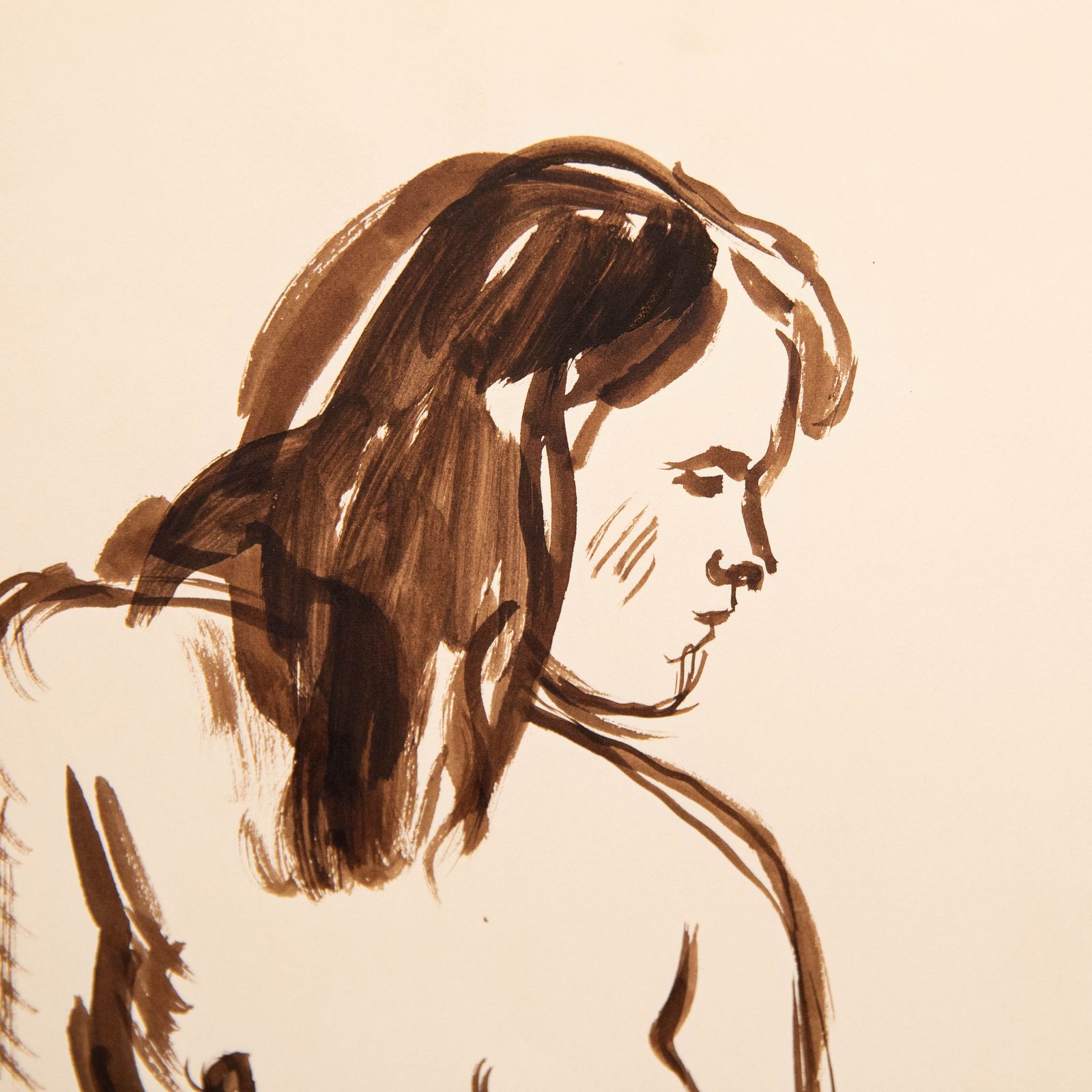 Georges Pacouil (1903 1996) Mid 20th Century India Ink, Nude In Profile photo for sale