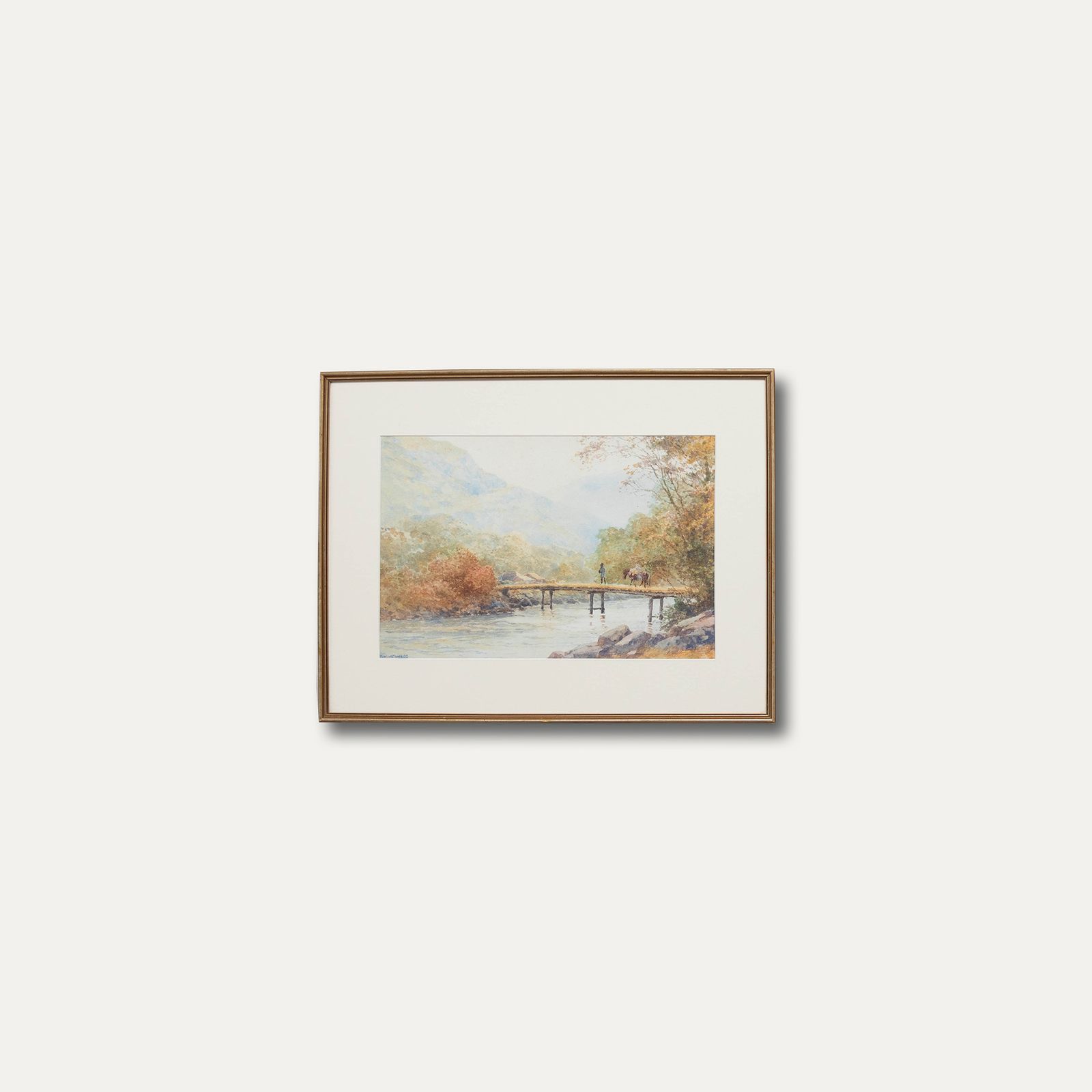 T. H. Watanabe Early 20th Century Watercolour, River Crossing Near Chucheng photo buy