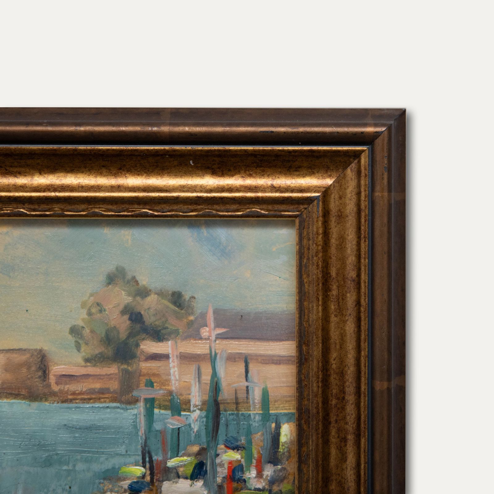 Charles Bernard French Mid 20th Century Oil, Quiet Boat Yard photo 142.0