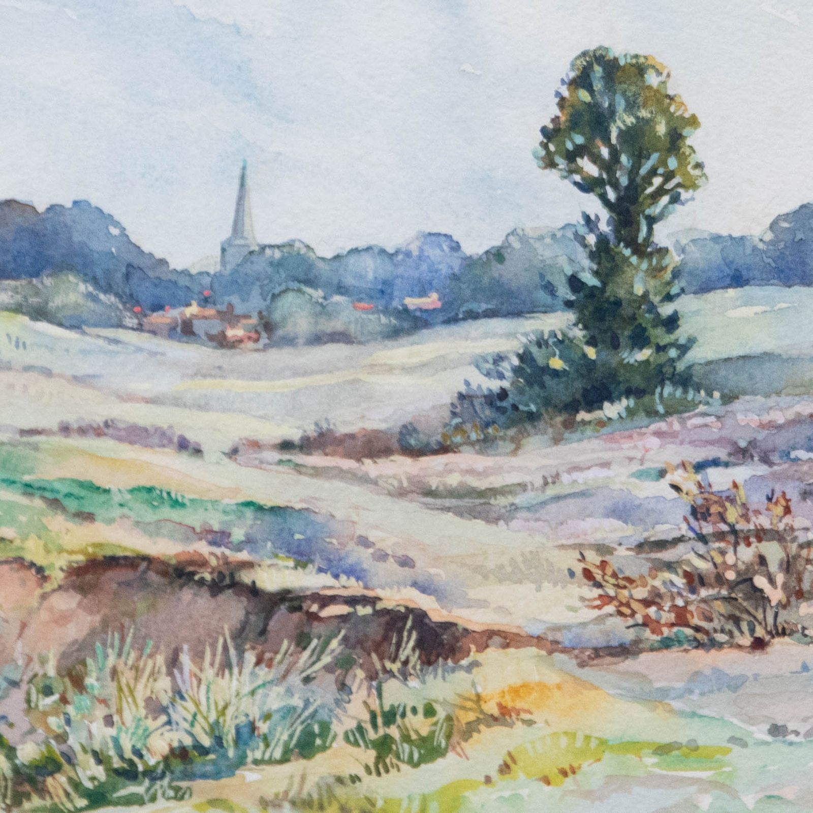 G. H. Gander Mid 20th Century Watercolour, Leatherhead Church From The Mole photo Art