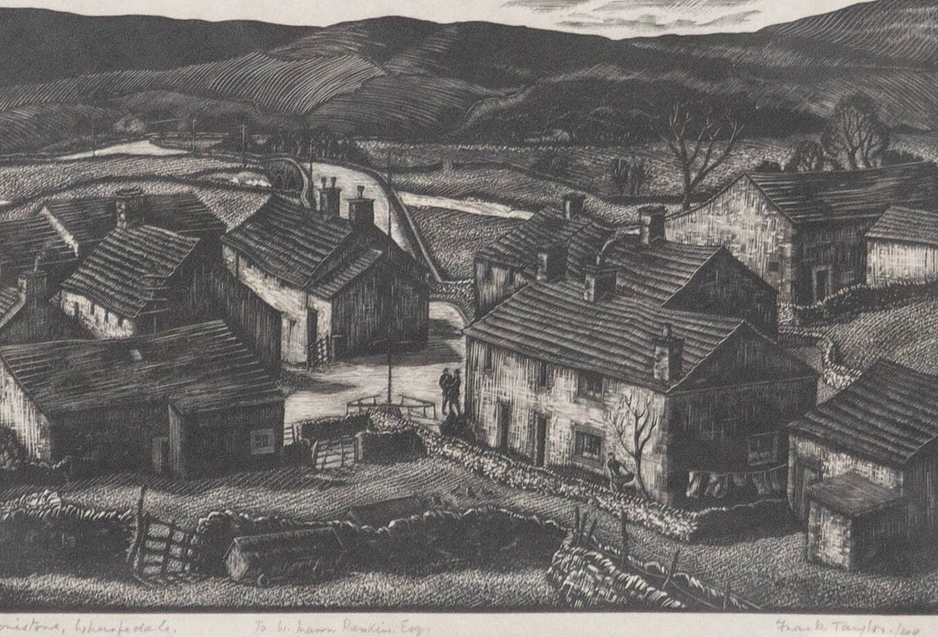 Frank Taylor Framed Mid 20th Century Woodcut, Conistone, Wharfedale photo furniture