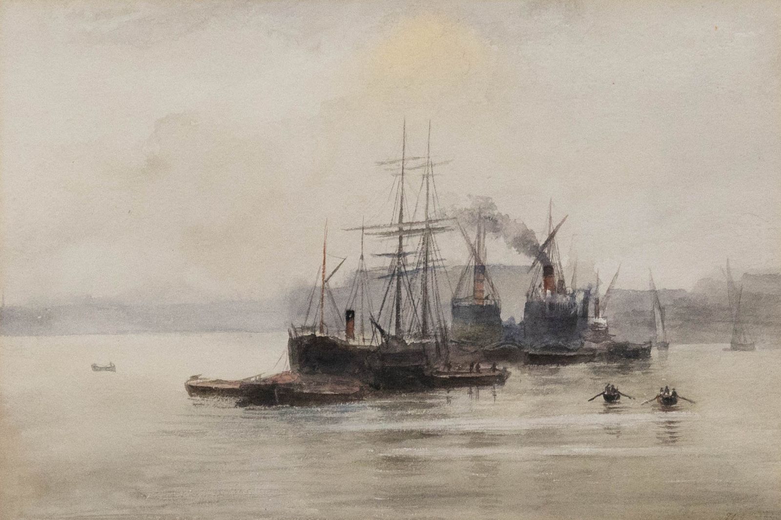 Follower Of William Lionel Wyllie (1851 1931) Framed Watercolour, Thames photo furniture
