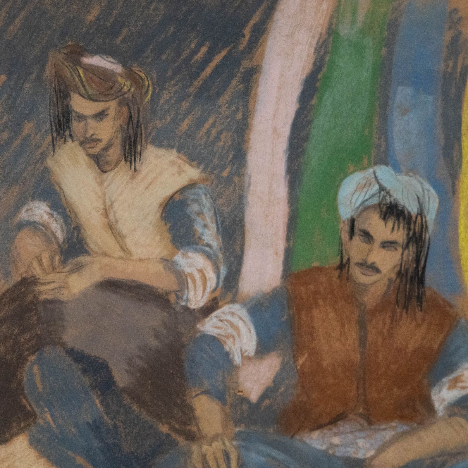 Sue Southby Framed Mid 20th Century Pastel, Kurdish Tailors photo Art
