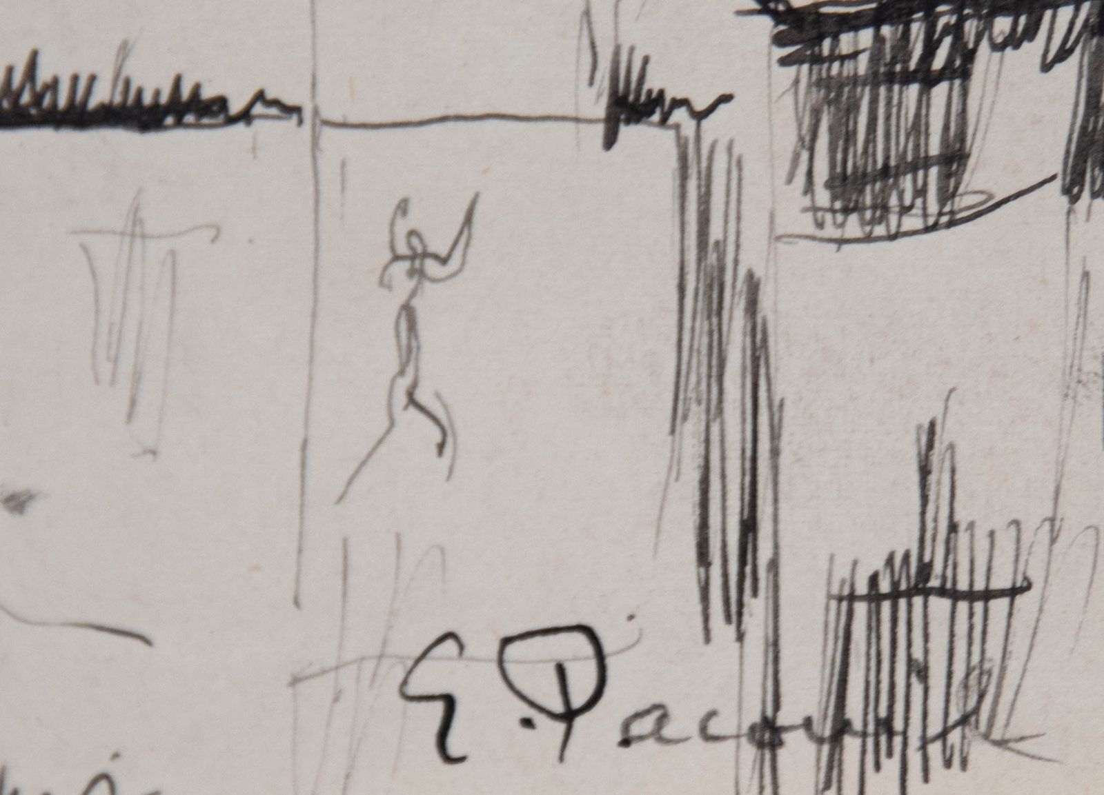 Georges Pacouil (1903 1996) Mid 20th Century India Ink, Ménilmontant, Paris photo vinterior