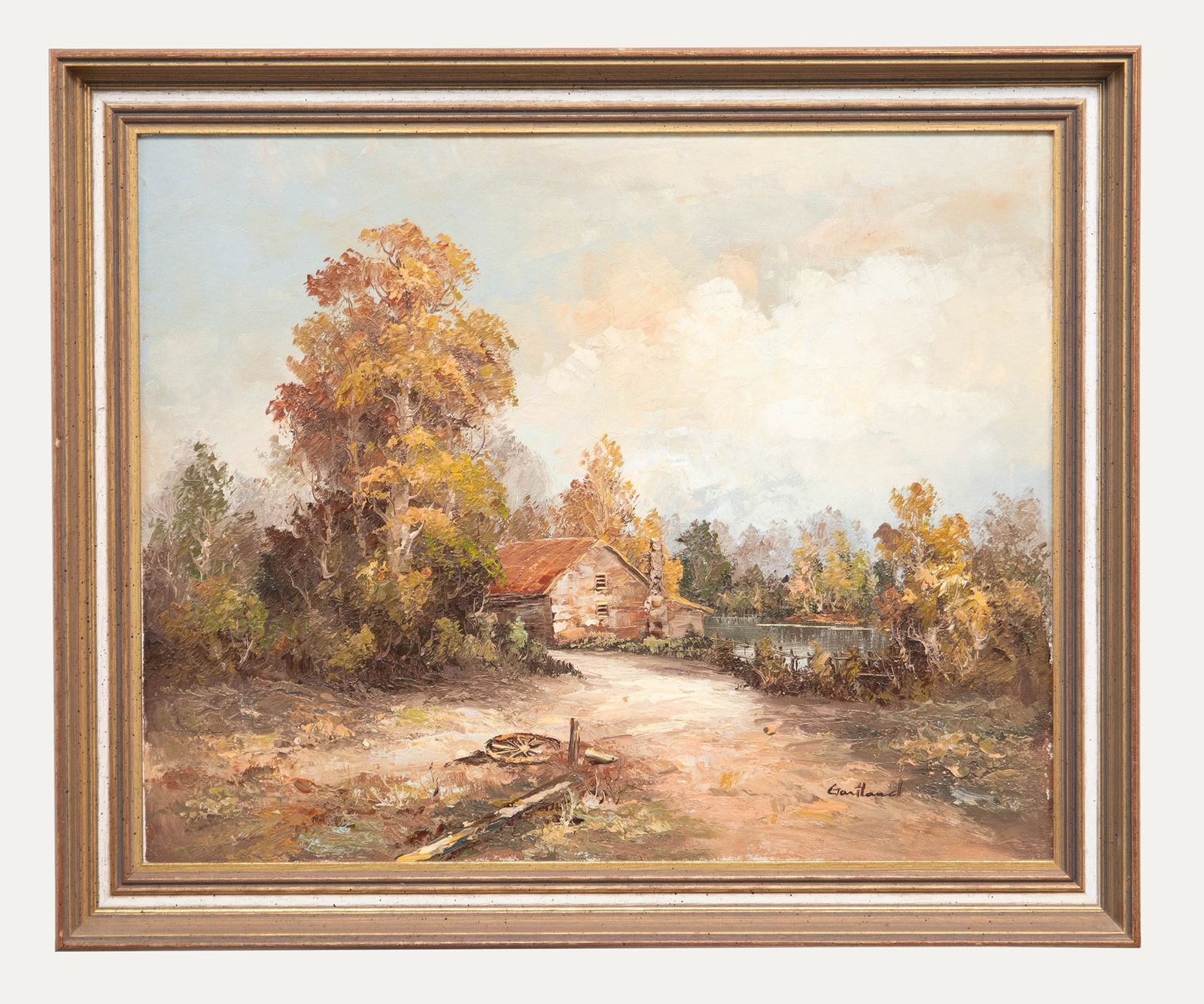 Framed 20th Century Oil Track To The Mill