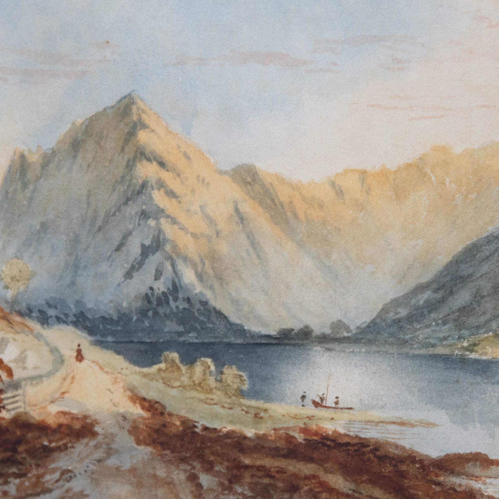 Framed Late 19th Century Watercolour Figures In A Mountainous Landscape photo Art