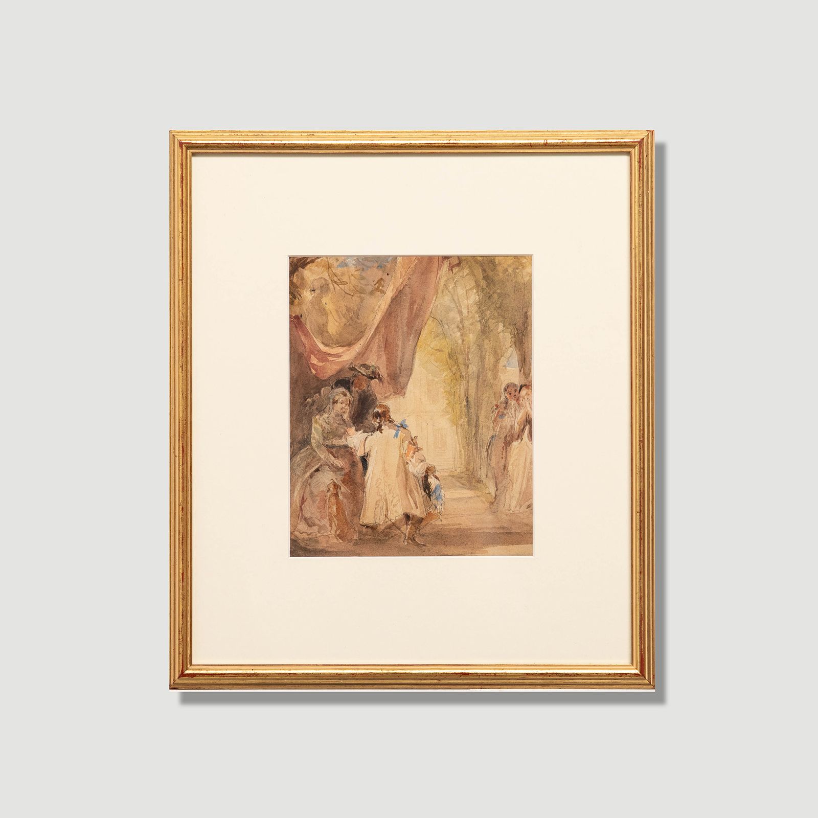 George Cattermole (1800 1868) Framed Watercolour, In The Palace Gardens photo vinterior