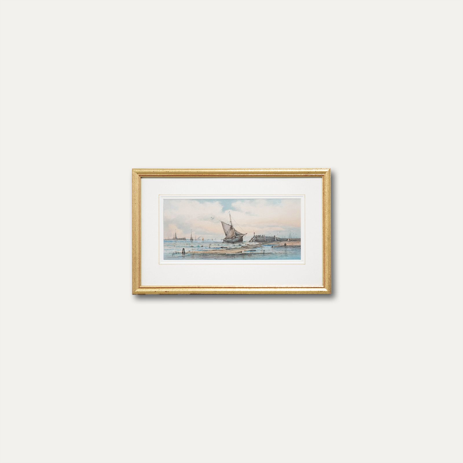 Framed Late 19th Century Watercolour Off Gorleston Pier Head photo buy