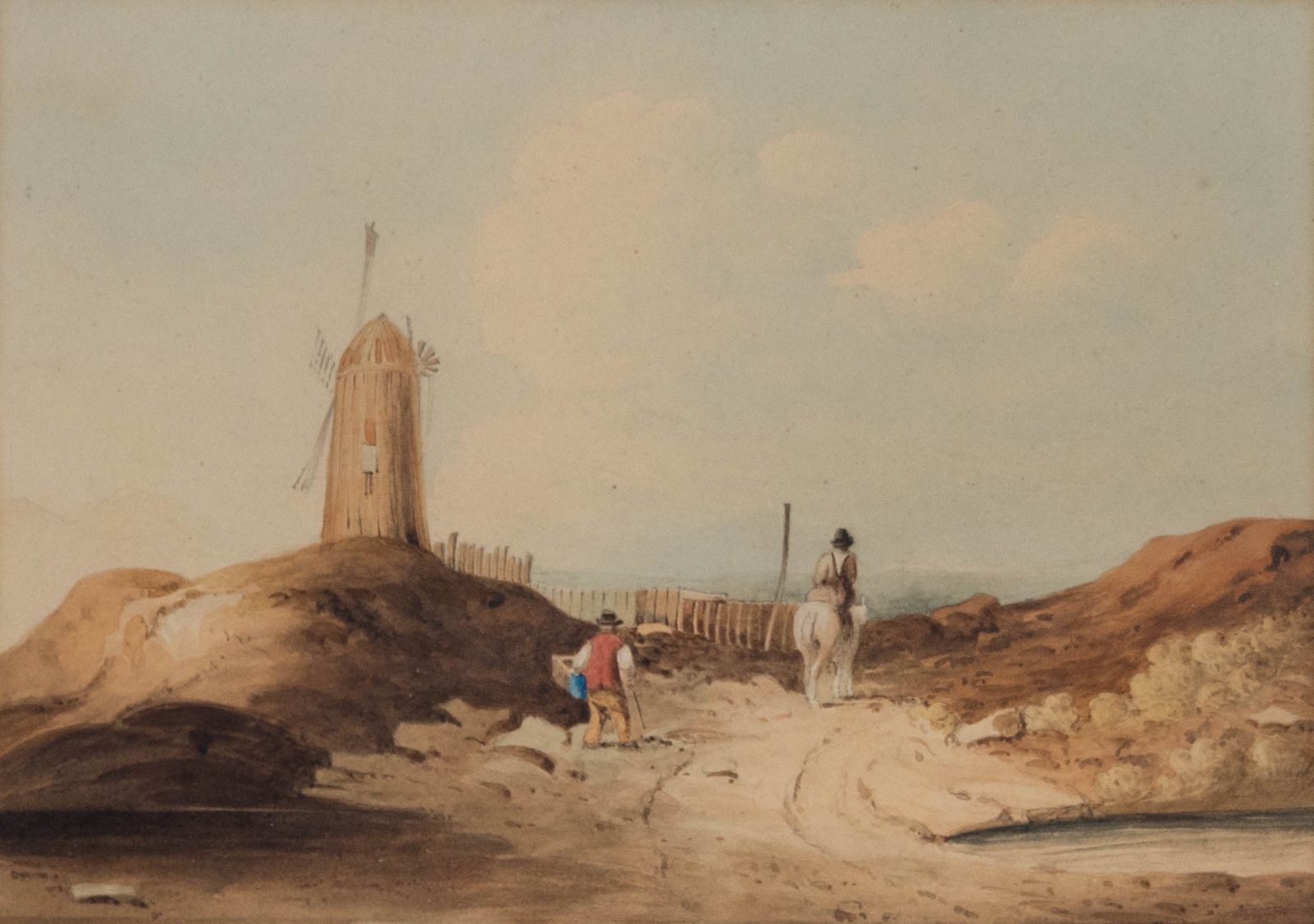 Follower Of David Roberts (1796 1864) Framed Watercolour, Fetching The Grain photo furniture