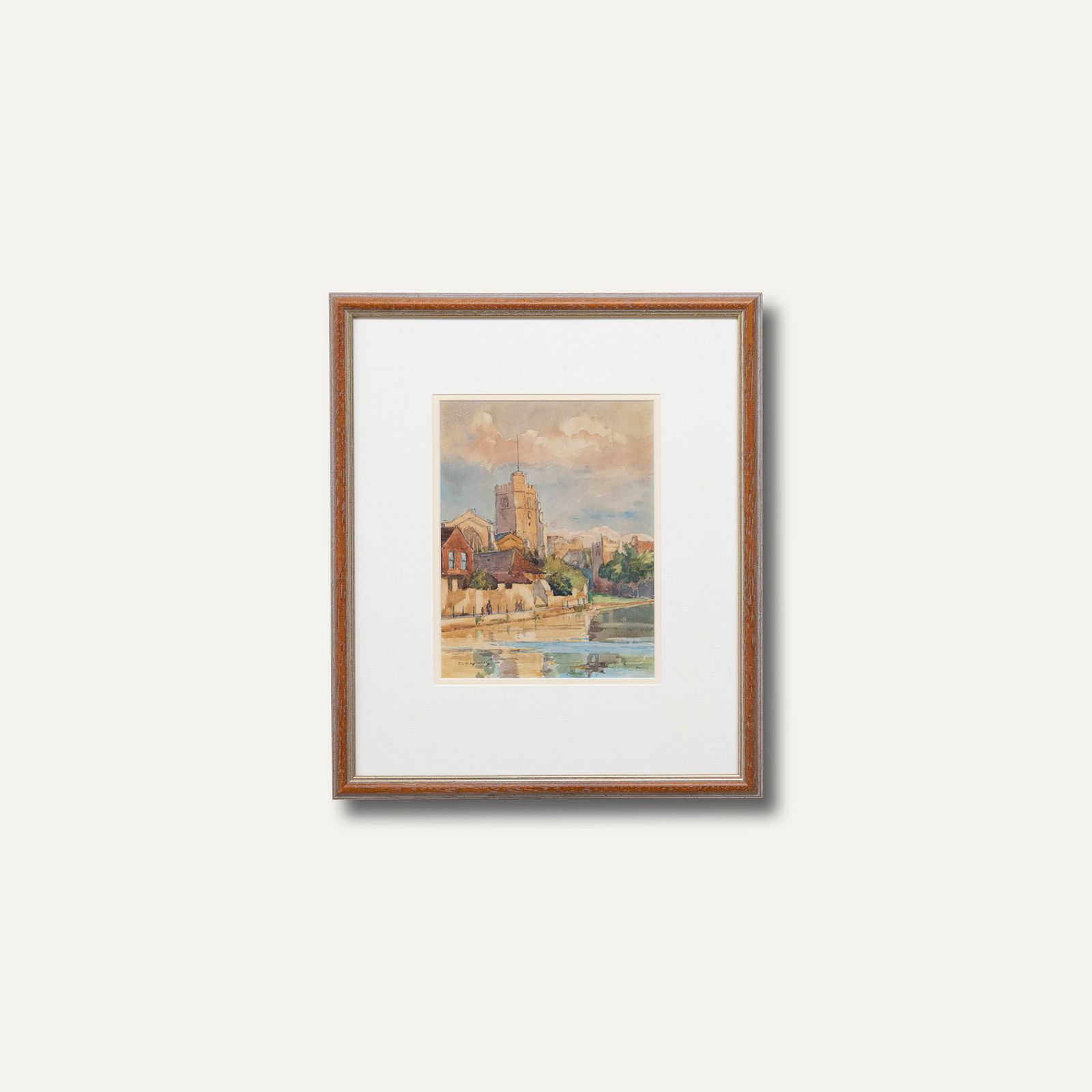 F.L. Blancherty Framed Mid 20th Century Watercolour, Riverside Town photo buy