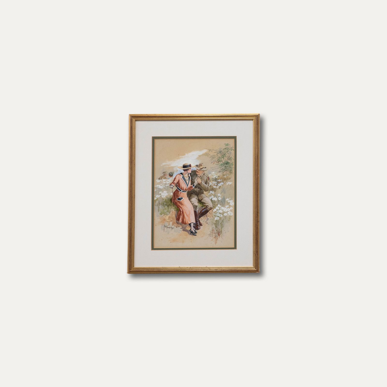 Edgar Alfred Holloway (1870 1941) Watercolour, Courting Couple photo buy