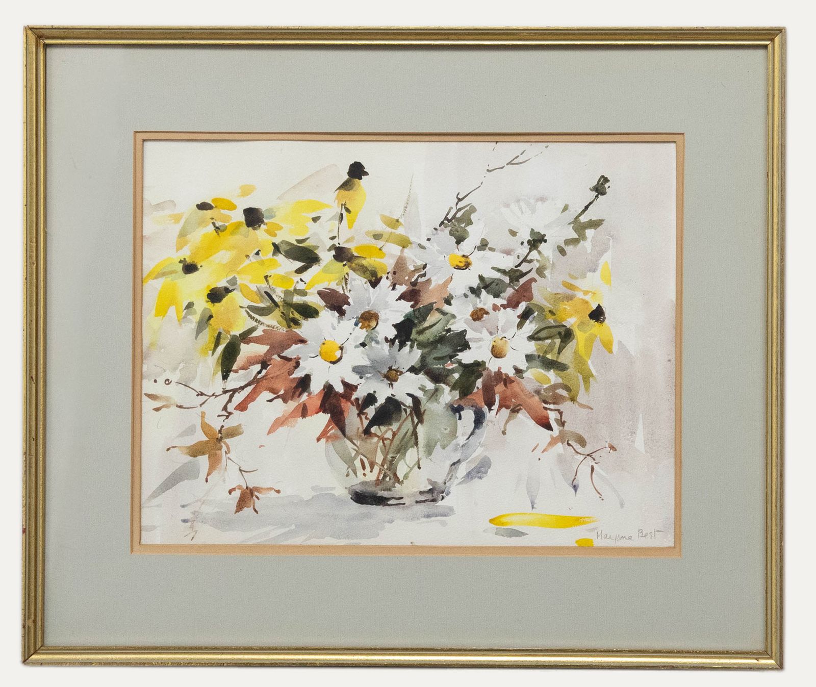 Marjorie Best (1903 1997) Watercolour, Still Life Of Flowers In A Glass Jug