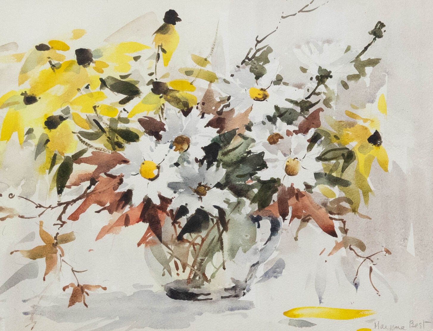 Marjorie Best (1903 1997) Watercolour, Still Life Of Flowers In A Glass Jug photo furniture