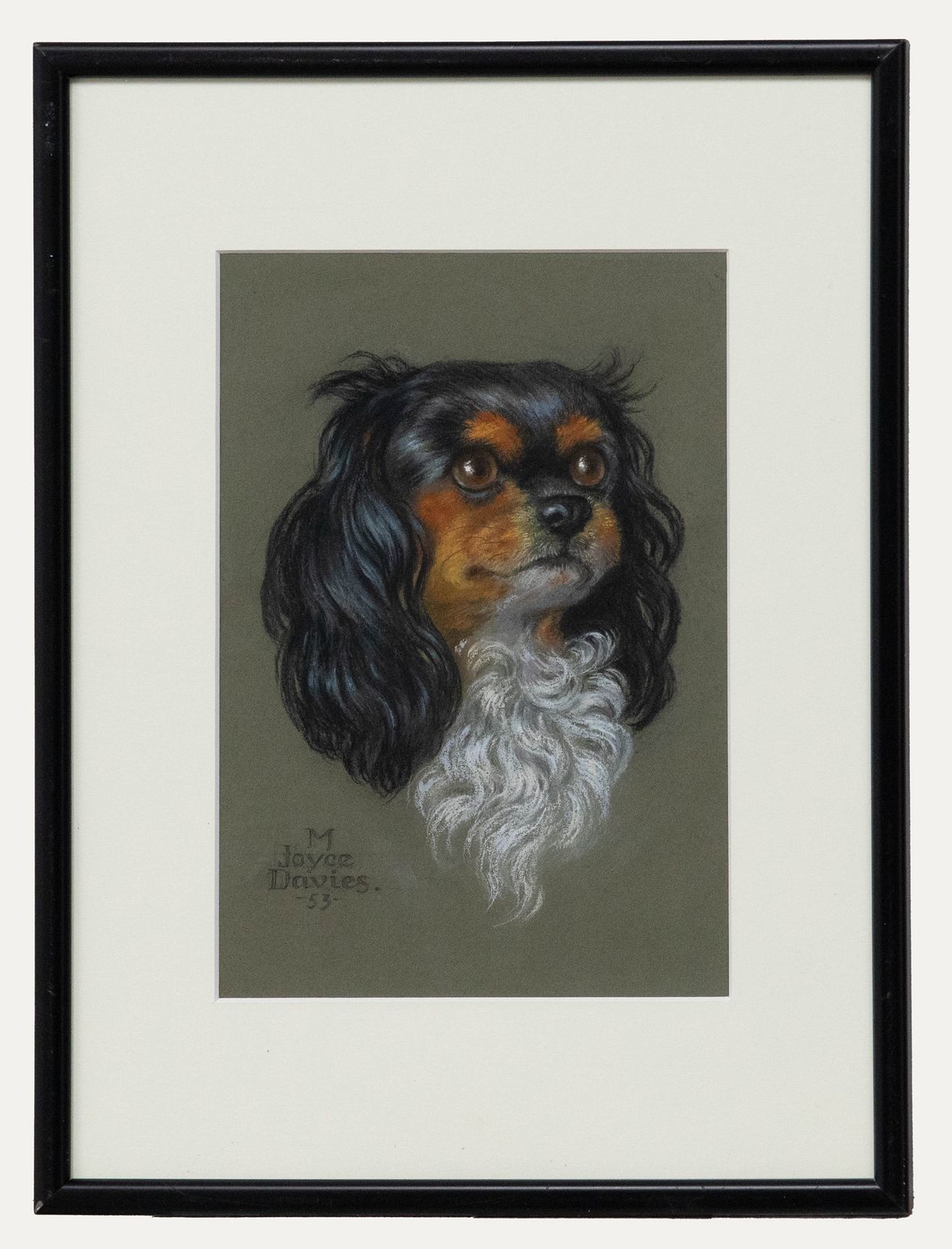 M. Joyce Davies Mid 20th Century Pastel, Portrait Of A Cavalier King Charles