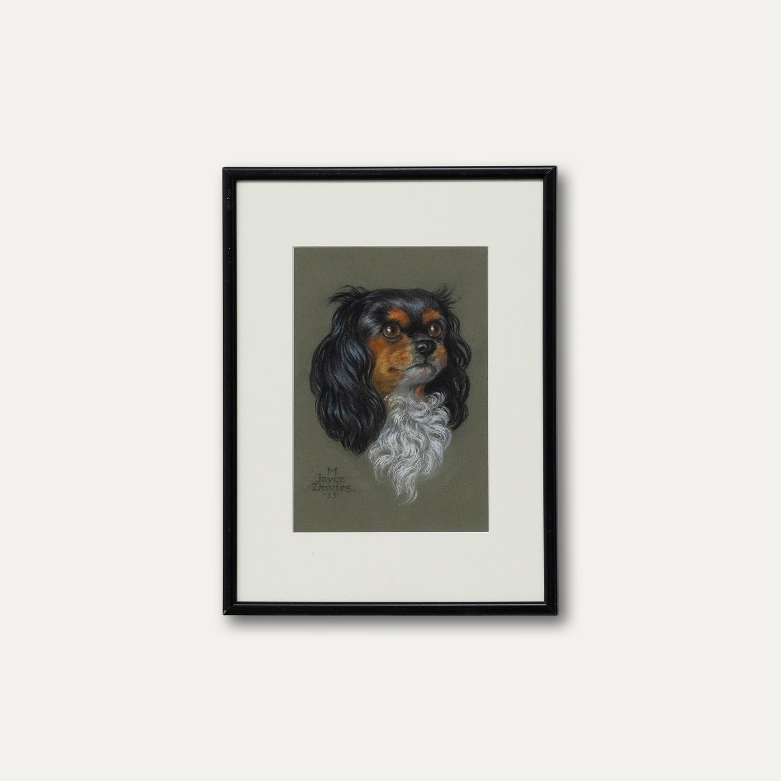 M. Joyce Davies Mid 20th Century Pastel, Portrait Of A Cavalier King Charles photo buy