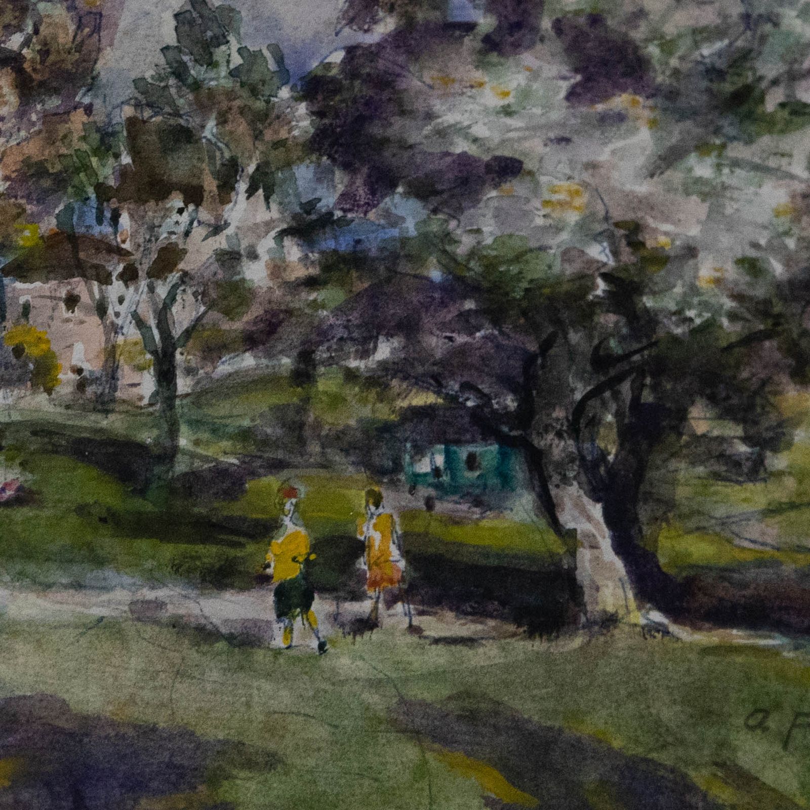 Alfred J. Prust (Exh.1924 1937) 1969 Watercolour, The Park In Summer photo Art
