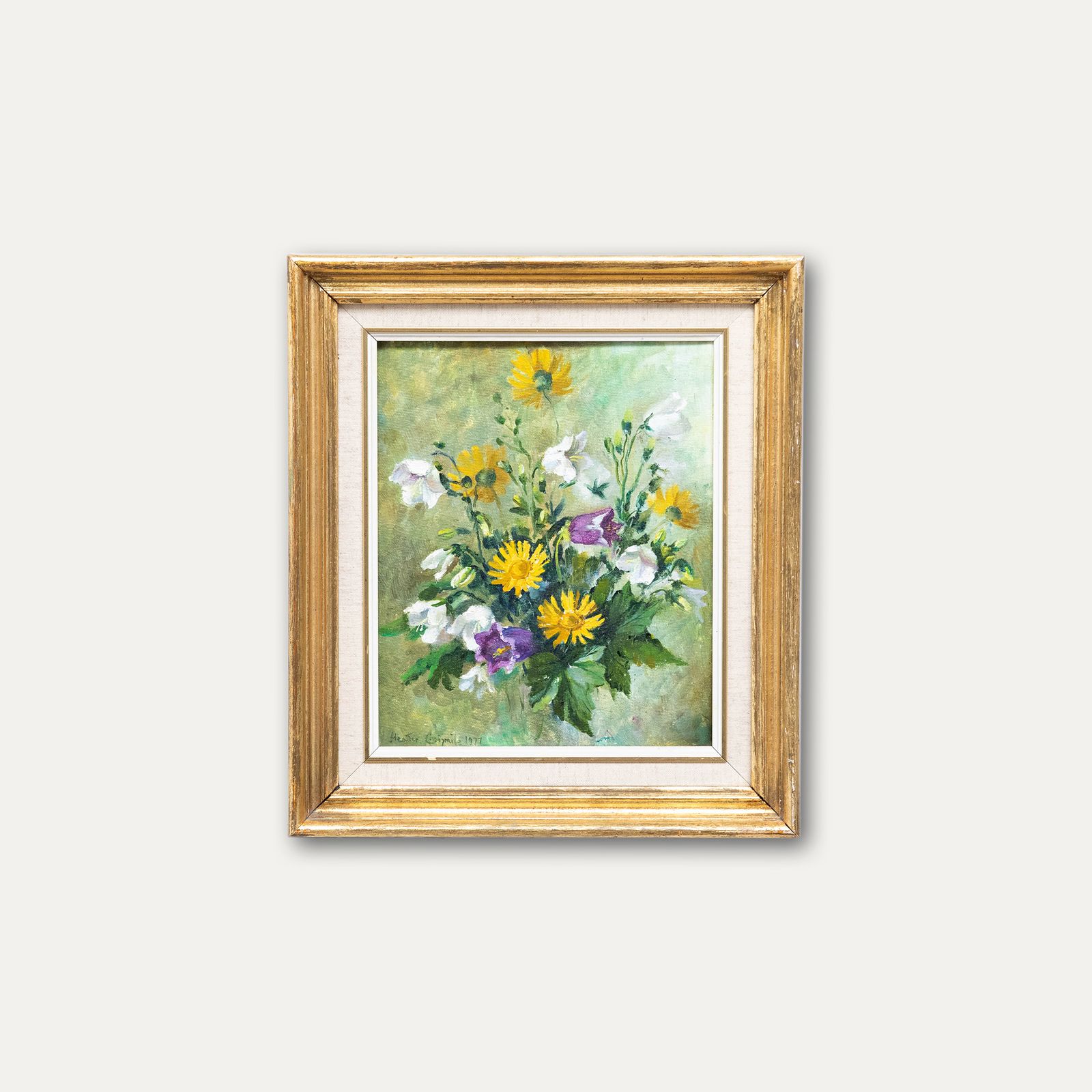 Heather Craigmile Framed 20th Century Oil, Penstemons & Coneflowers photo for sale