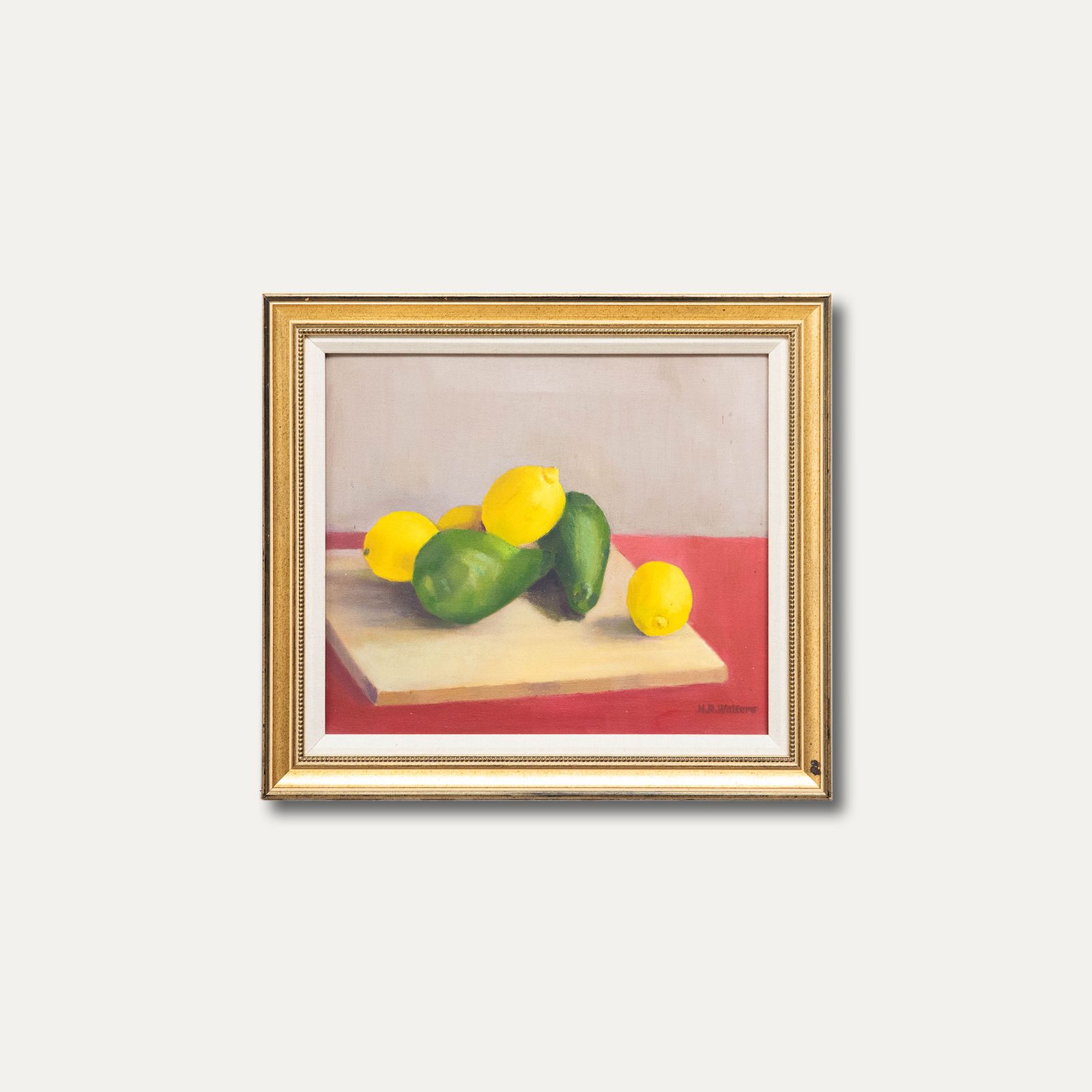 H. R. Walters Framed Mid 20th Century Oil, Lemons & Pears photo buy