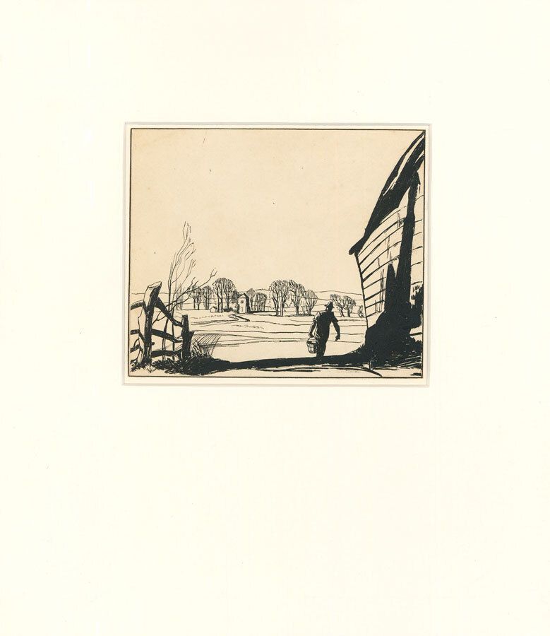 Attrib. Donald Maxwell (1877 1936) India Ink, Morning At The Farm photo furniture