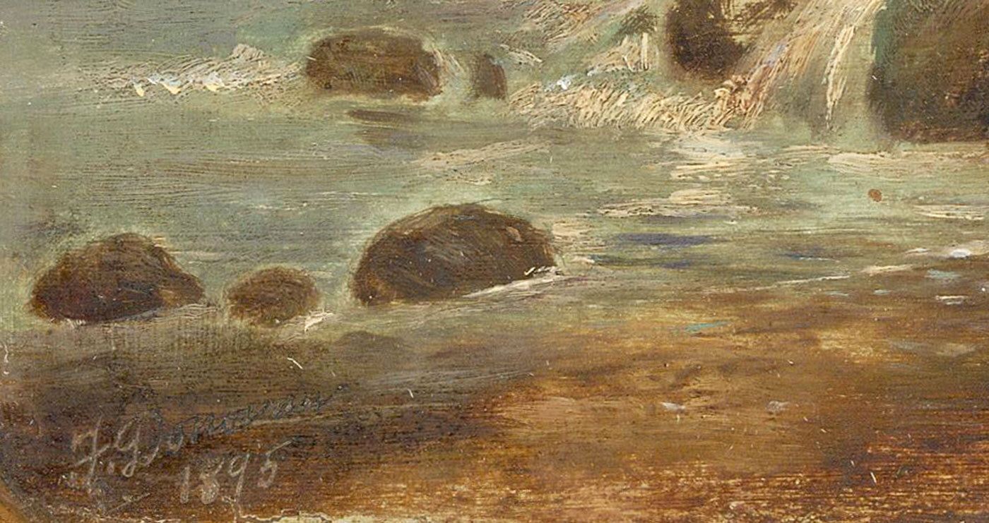 F. Donovan 1895 Oil, Highland River photo Art