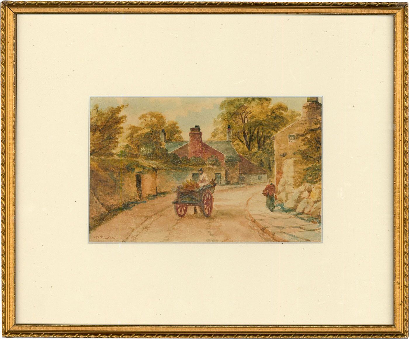 David W. Haddon (Fl. 1884 1911) Framed Watercolour, Horse And Cart Scene