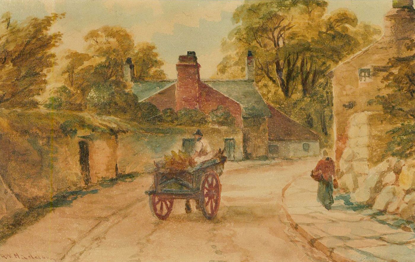 David W. Haddon (Fl. 1884 1911) Framed Watercolour, Horse And Cart Scene photo furniture