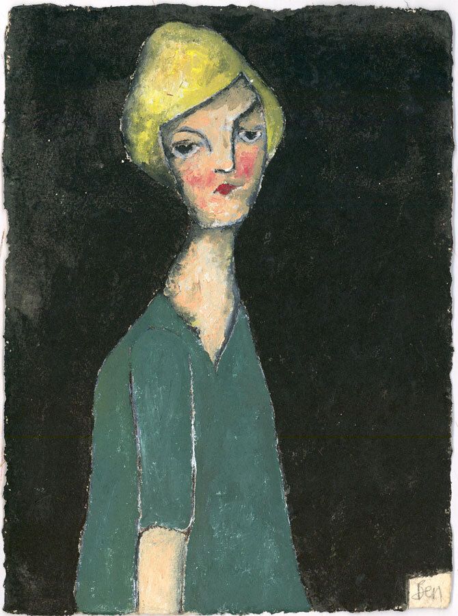 Ben Carrivick Contemporary Oil, Woman In Green photo furniture