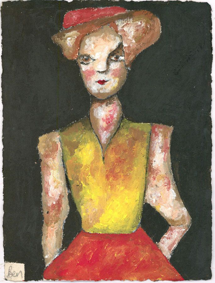 Ben Carrivick Contemporary Oil, Woman In Yellow photo furniture