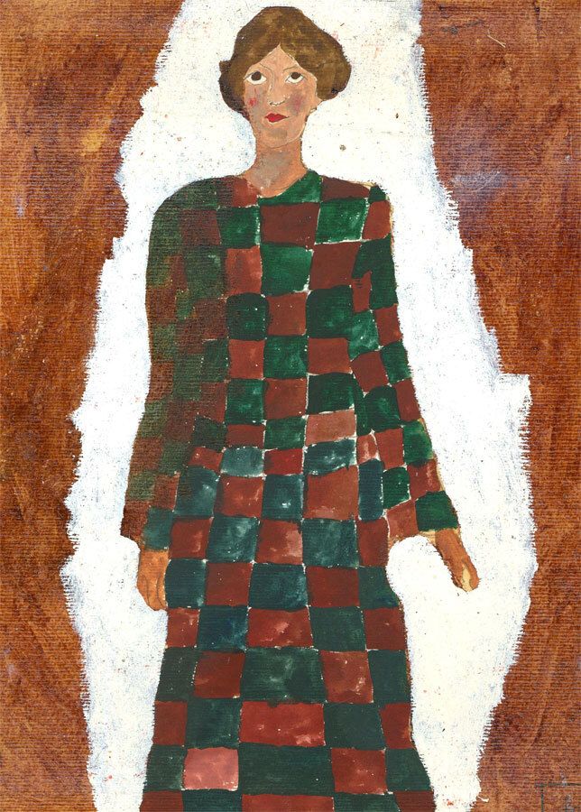 Ben Carrivick Contemporary Oil, Chequered Dress