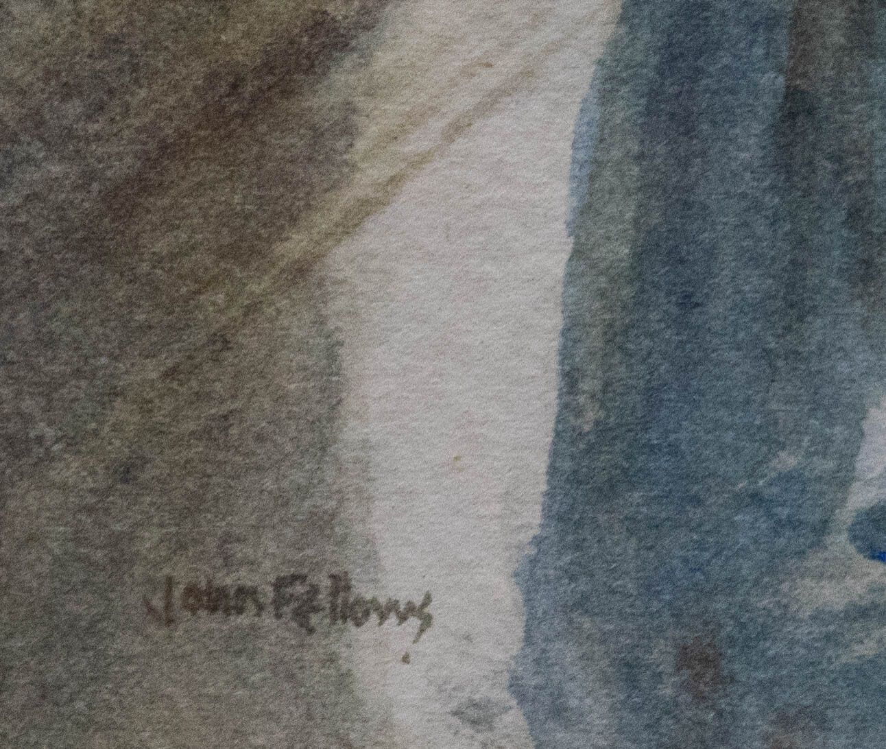 John Fellows Framed Early 20th Century Watercolour, Lady On The Balcony photo vinterior