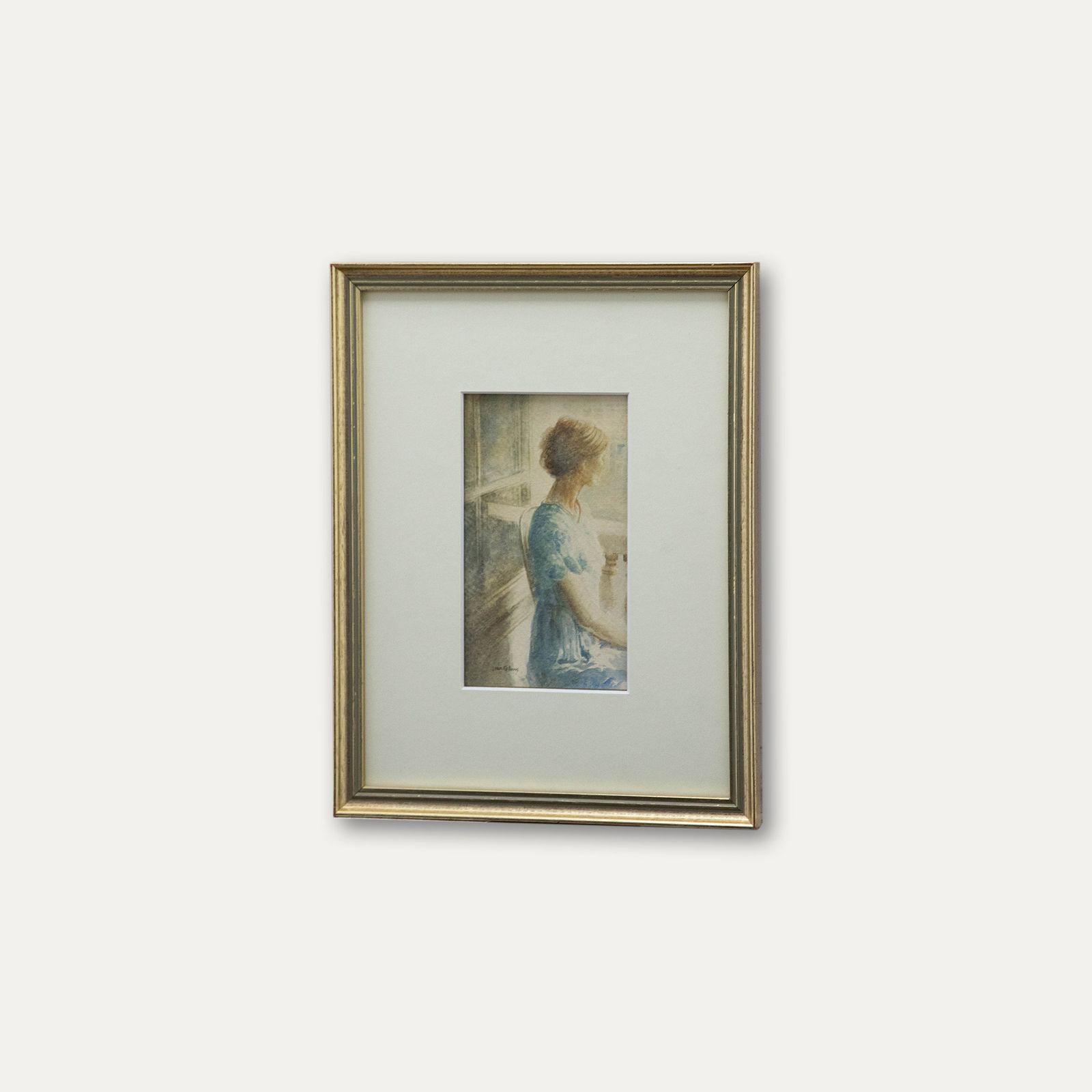 John Fellows Framed Early 20th Century Watercolour, Lady On The Balcony photo buy