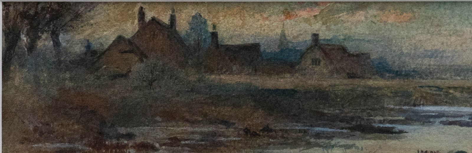 J. May Framed Early 20th Century Watercolour, River Landscape At Dusk photo furniture