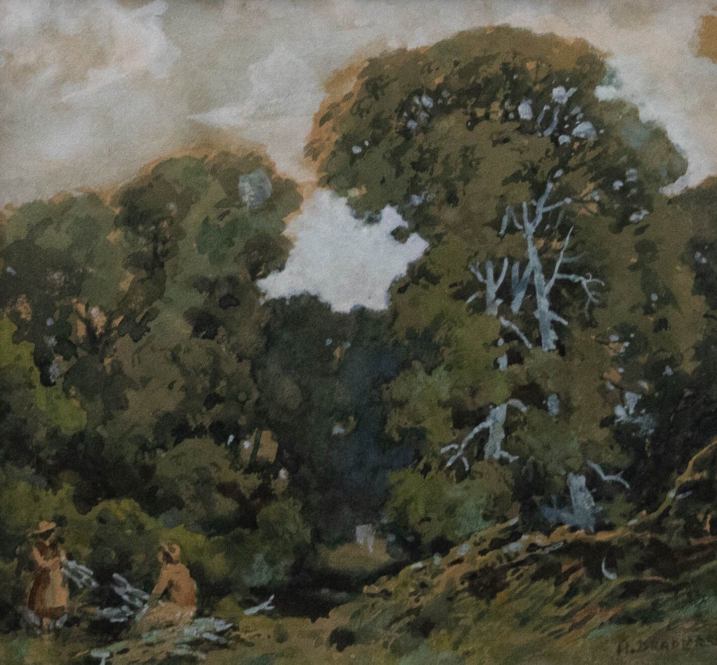 H. Draper  Early 20th Century Watercolour, Collecting Kindling photo furniture
