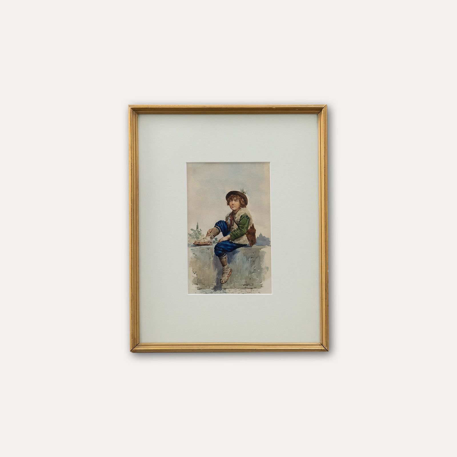 Follower Of Adriano Bonifazi Early 20th Century Watercolour, An Italian Boy photo vinterior