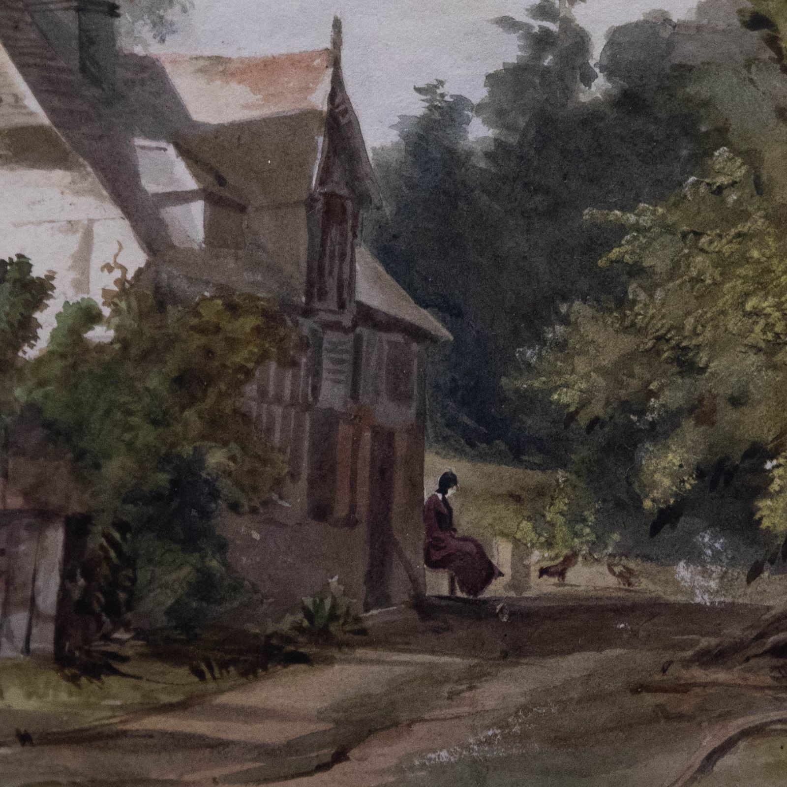 E. Worsley  1842 Watercolour, A Moment Of Contemplation photo Art