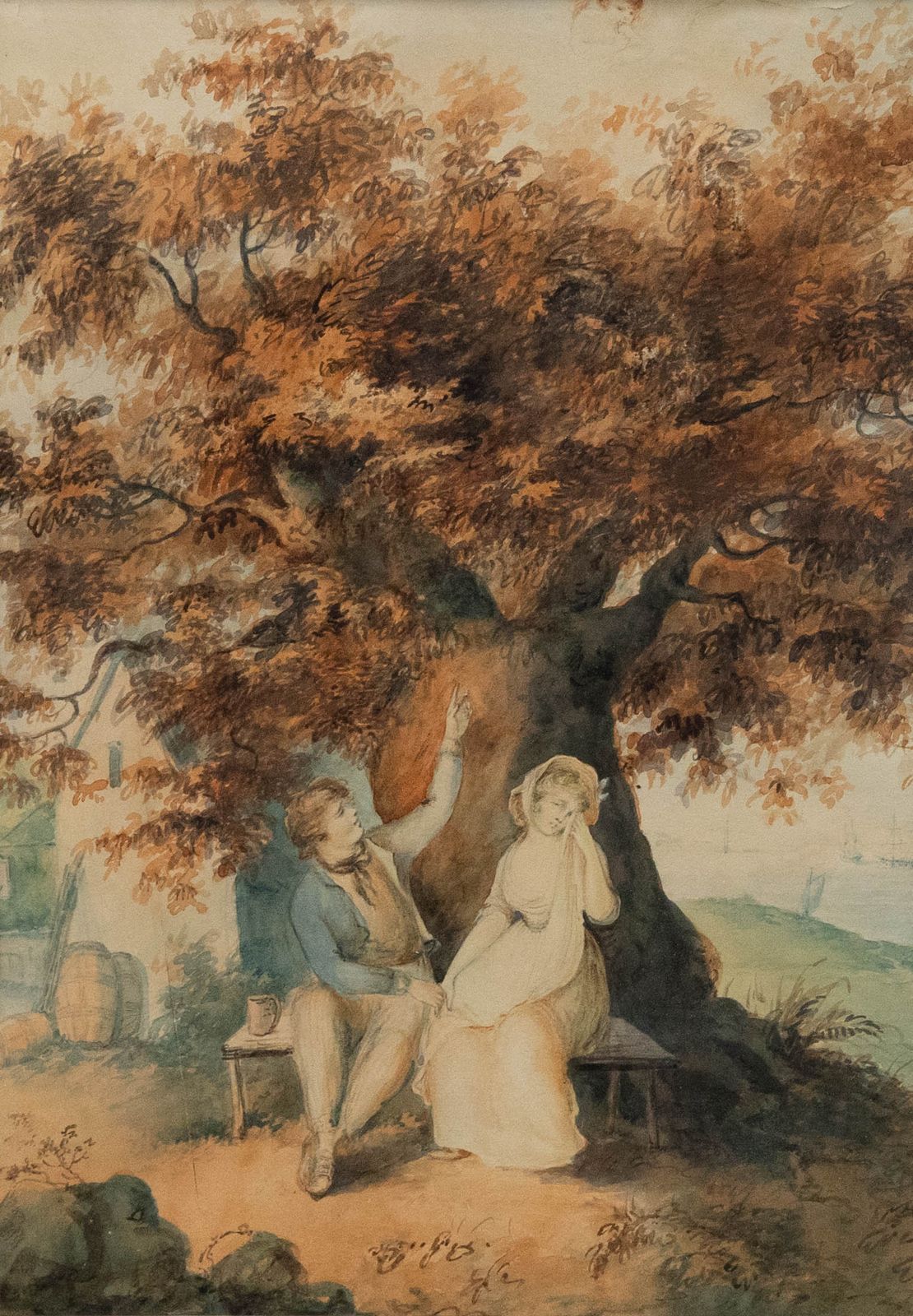 Follower Of Francis Wheatley Early 19th Century Watercolour, Lover's Dispute photo furniture