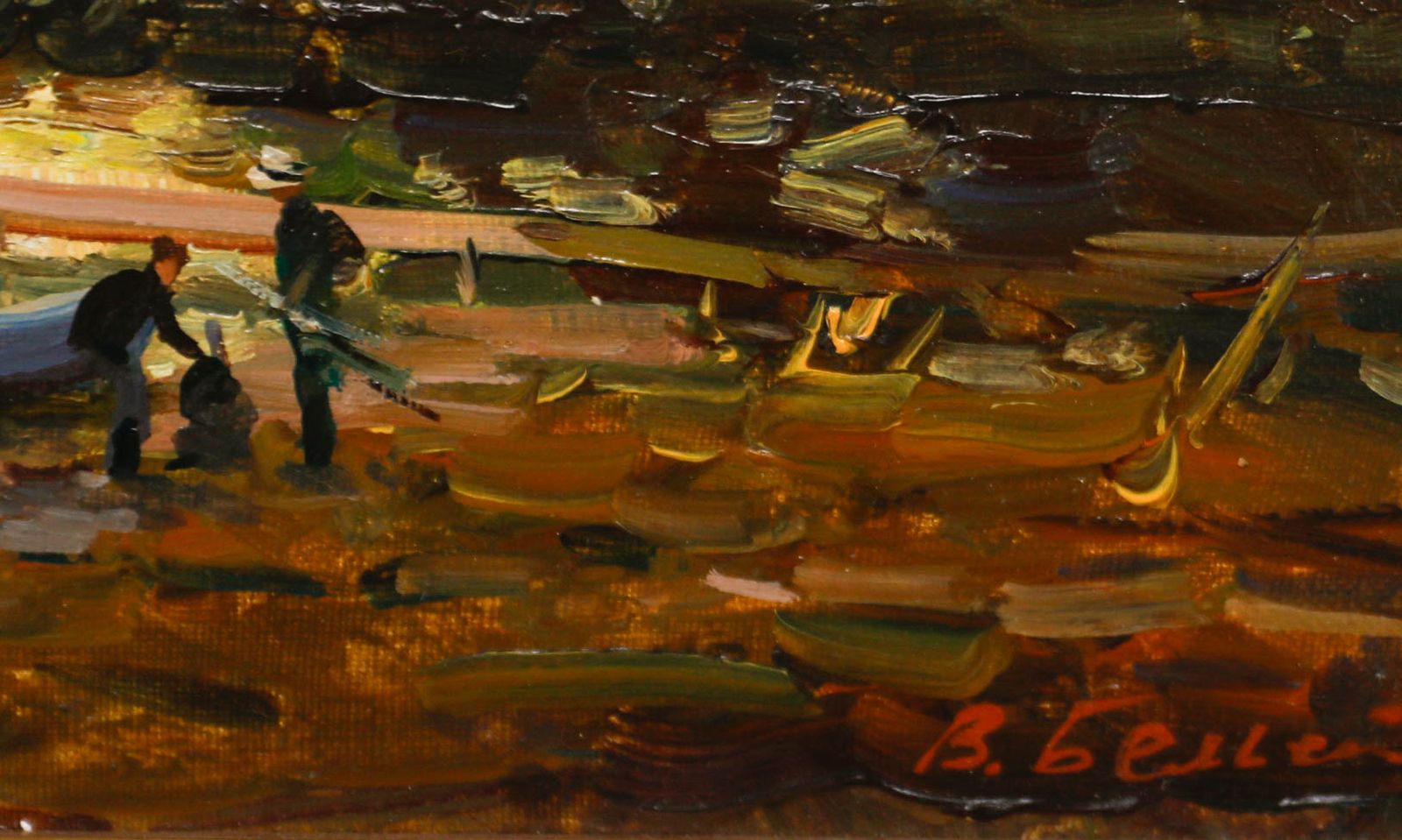 Vladimir Belsky (B.1949) 20th Century Oil, The Riverbank At Sunset photo vinterior