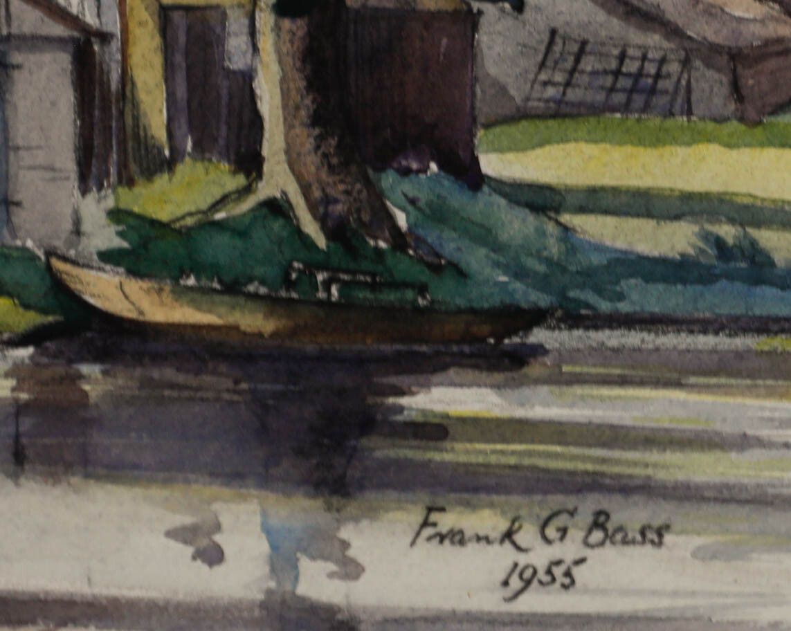 Frank G. Bass Framed 1955 Watercolour, Our Picnic Spot By Newby Bridge photo vinterior