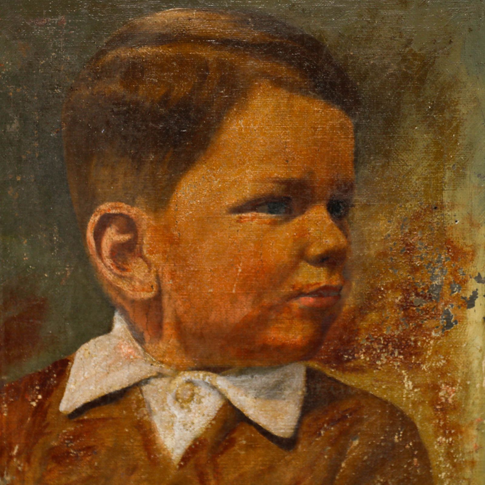 Framed Mid 20th Century Oil Portrait Of A Boy photo Art