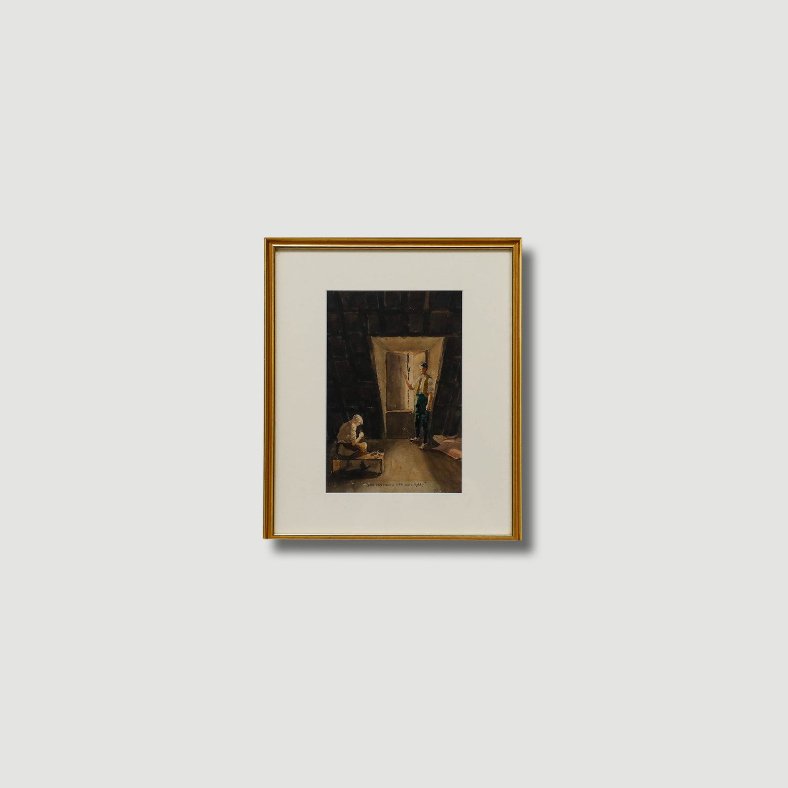Framed Early 20th Century Watercolour You Can Bear A Little More Light? photo vintage