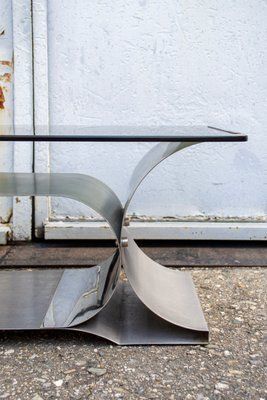 Space Age Steel And Glass Coffee Table By Franco Costalonga For Studio Tecnico Mimo Leone, 1970s photo Furniture