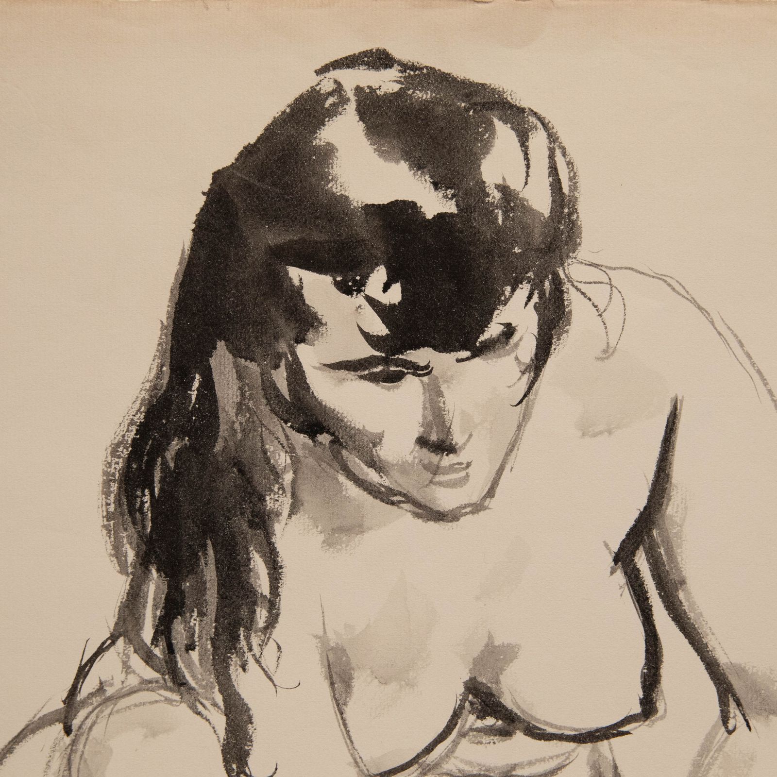 Georges Pacouil (1903 1996) Mid 20th Century Watercolour, Nude With Skirt photo for sale