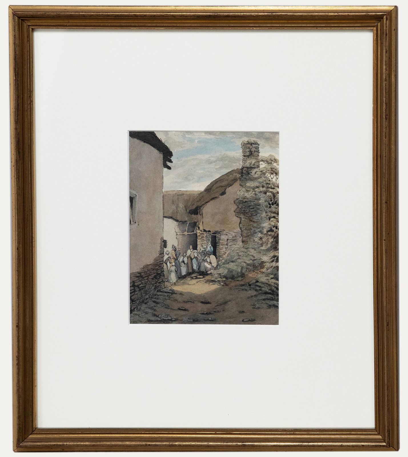 E.A. Kitson Framed Mid 19th Century Watercolour, Figures In An Alleyway