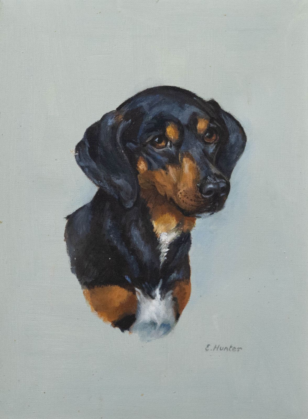 E. Hunter Framed 20th Century Oil, Portrait Of Tigger photo furniture
