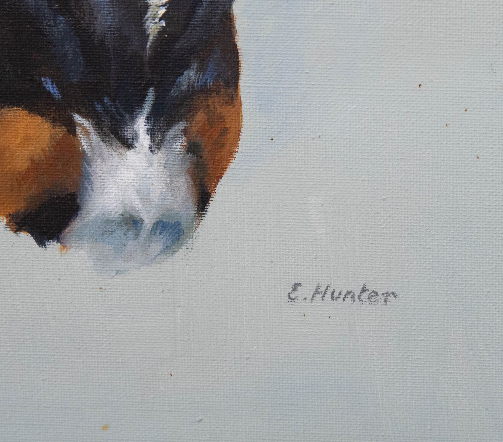E. Hunter Framed 20th Century Oil, Portrait Of Tigger photo vinterior